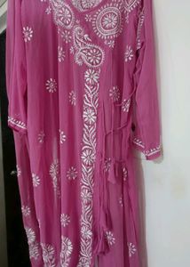 Angarakha Onion Pink Chikankari Kurti