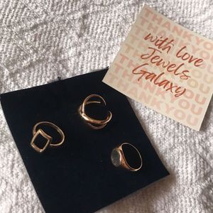 Pack Of 3 Gold Plated Brass Rings
