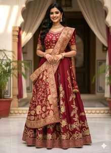 Red Embroidered Lehenga Choli