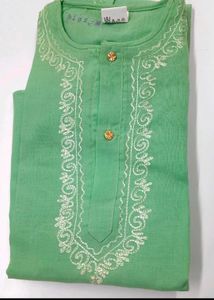 Green and Red-white Kurta Dhoti set
