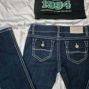 low waist straight fit Y2K Denim Jeans