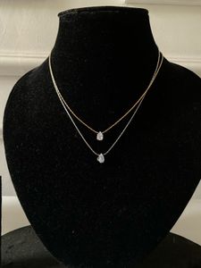 Solitaire Tear Drop Pendant Anti-tarnish Necklace