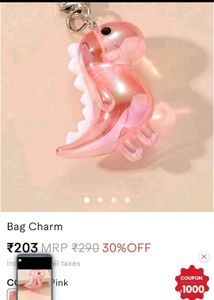 SAVANA Cute Pink Dinosaur Bag Charm