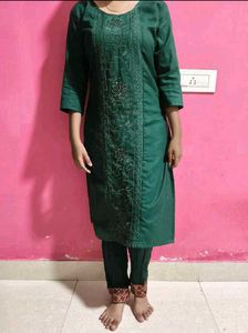 Green Cotton Kurta Set