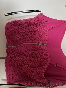 Pink Lace Crop Top