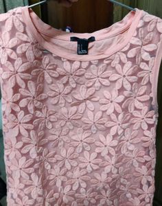 Flowers Engraved Sheer Top