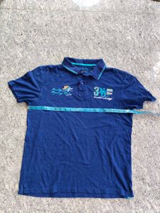 Navy Blue Embroidered Polo Shirt -