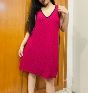 Maroon Plaid Mini Dress