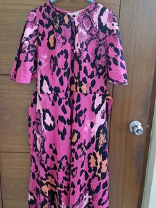 Pink Animal Print Dress with Belt