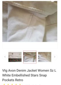 Avon 100% cotton white embellished studded jacket