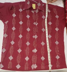 Maroon Patterned Button-Down Shirt