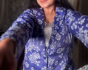 Floral Print Purple White Winter Co-ord