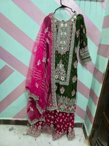 bridal heavy Sharara suit set