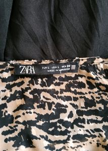 Zara Sweetheart Animal Print Sheer Sleeves Dress