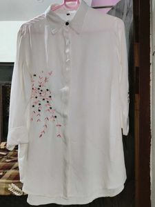 Embroidered White Button-Down