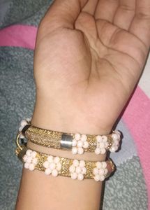 *Gold-Toned Pearl Bangles*