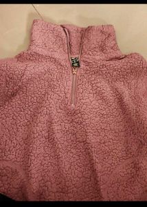 Women Cozy Pink Quarter-Zip Pullover