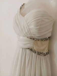 ONE-SHOULDER EMBELLISHED CHIFFON DRESS