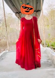 Last .Red Anarkali Kurta Set (bottom not availabl
