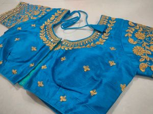 Turquoise Embroidered Blouse