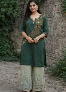 Green Embroidered Kurta with Palazzo