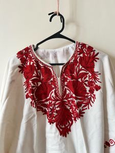Embroidered White Tunic Top