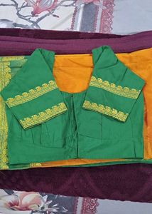 ...Beautiful Silk Saree With Stiched Blouse 34 To