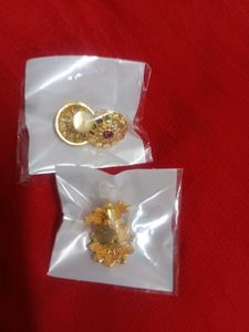 Gold Stud Earrings with Ruby