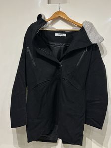 Black Fur Blazer With Hoodie