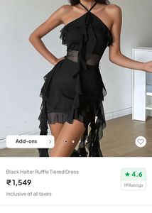 Newme~Black Halter Ruffle Tiered Dress🖤🗝️🕶️➰🕋