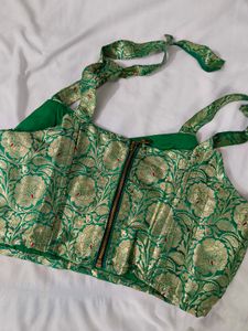Green &amp; Gold Brocade Blouse