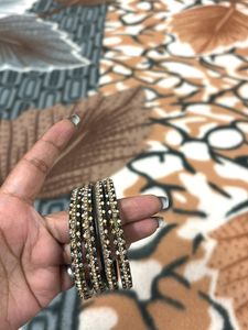 Sparkling Bangle Set Black nd Silver