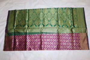 Purple &amp; Gold Banarasi Silk Fabric