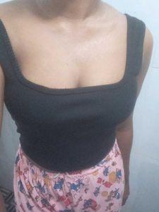 Black Square Neck Top