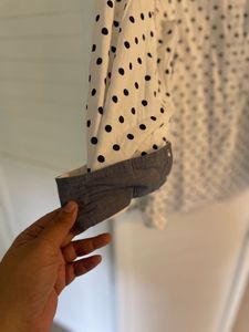 Polka Dot Button-Down Blouse