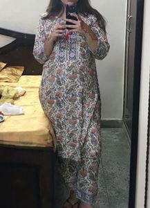 Beautiful White Kalamkari Print Kurta Set