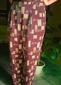 Vintage Patterned High-Waisted Pants