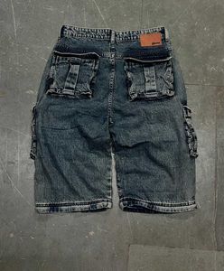 Acid Wash Denim Cargo Jorts