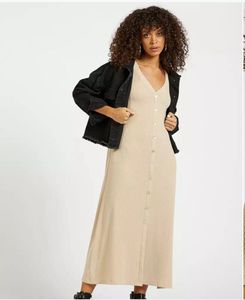 Beige Ribbed Shirt Dress