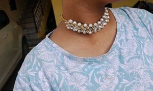 White Stone Necklace With Adjustable Ropes