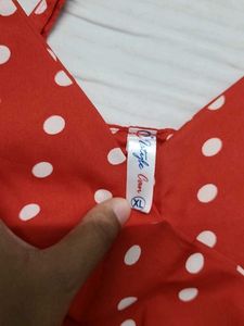 White Polka Dot Red Dress