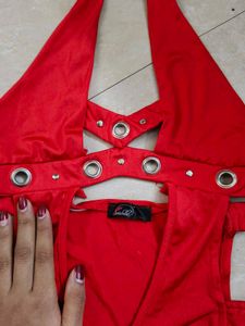 Red Halter cosplay lingerie dress