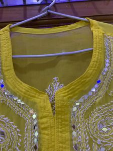 Yellow Chiffon Kurti