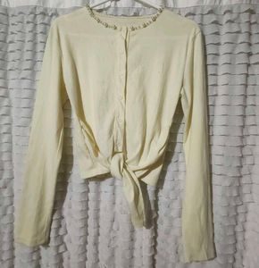 korean Pearl Trim Cardigan