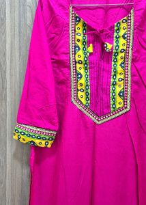 Pink Kurti with Mirror Work