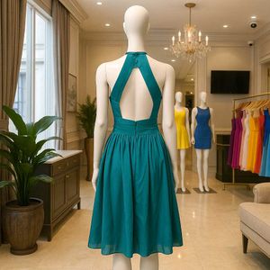 Emerald Green Halter Midi Dress