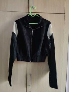 Black Cropped Track Jacket