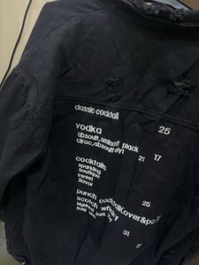 Black Denim Jacket And White Inner