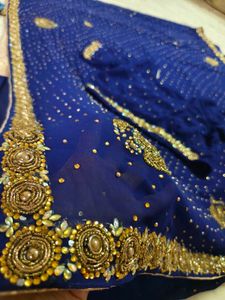 Beautiful 😍 Blue Colour Saree With Blouse 🔥