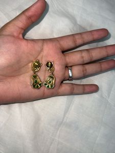 Green And White Stone  Earrings